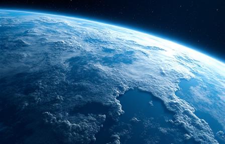 Illustration satellite observant la Terre et les systèmes météorologiques